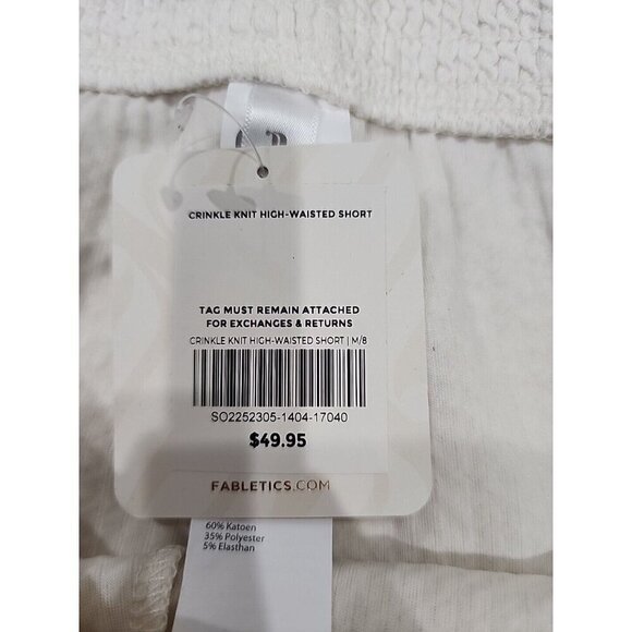 Fabletics Ribbed Shorts Egret Crinkle Knit High Waisted Casual Women's Medium - Picture 6 of 7